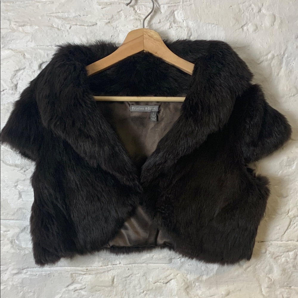 SALE 90s Y2K chocolate brown rabbit fur bolero shrug